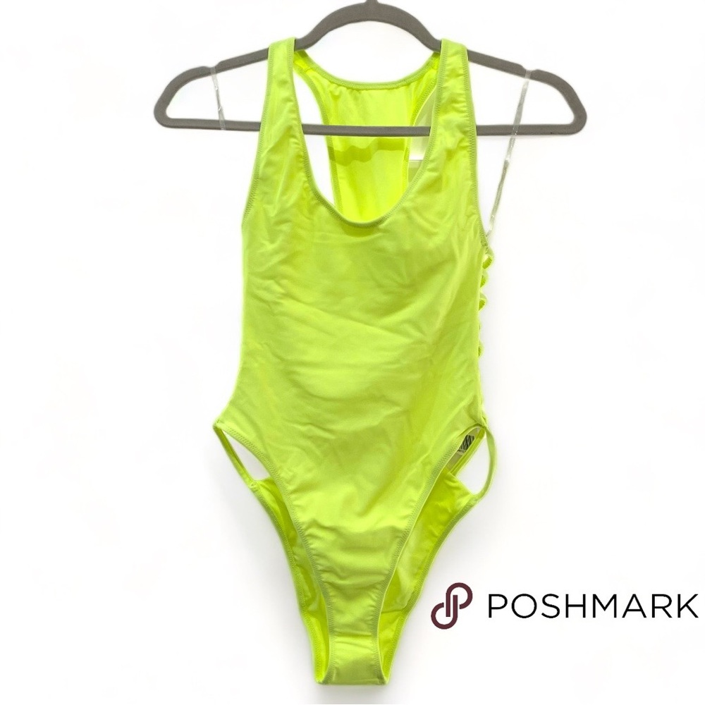 FOREVER 21 WOMENS SWIMSUIT ONE PIECE NEON YELLOW SZ SMALL NWT